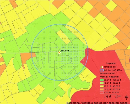 Área de influencia empírica, por venta real