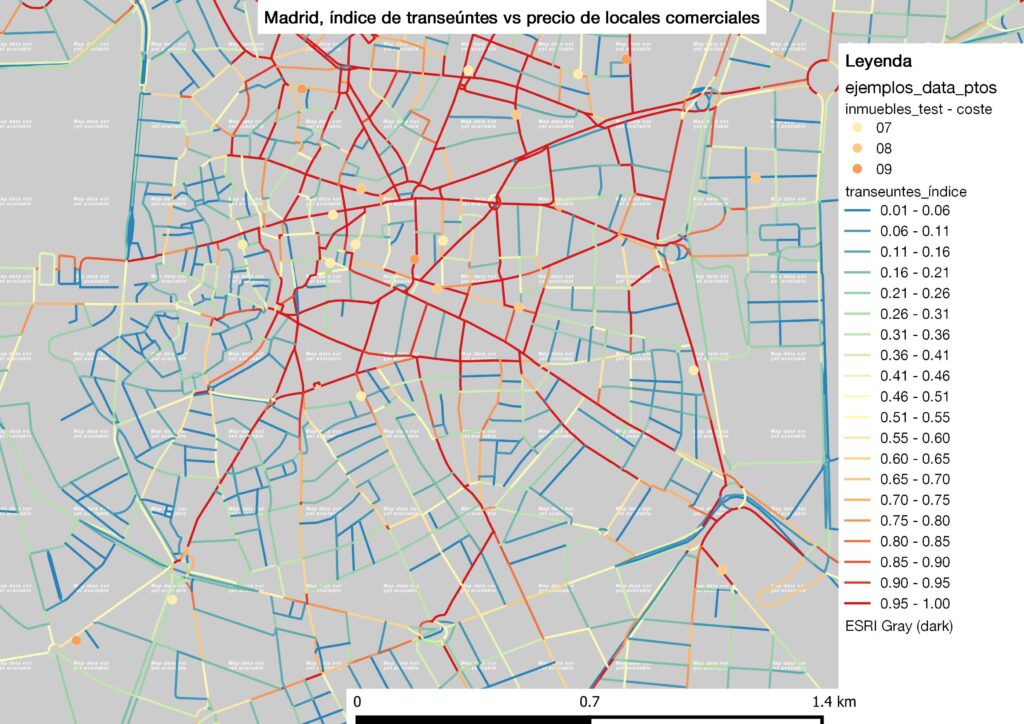passers-by pedestrian traffic premises real estate cost Madrid