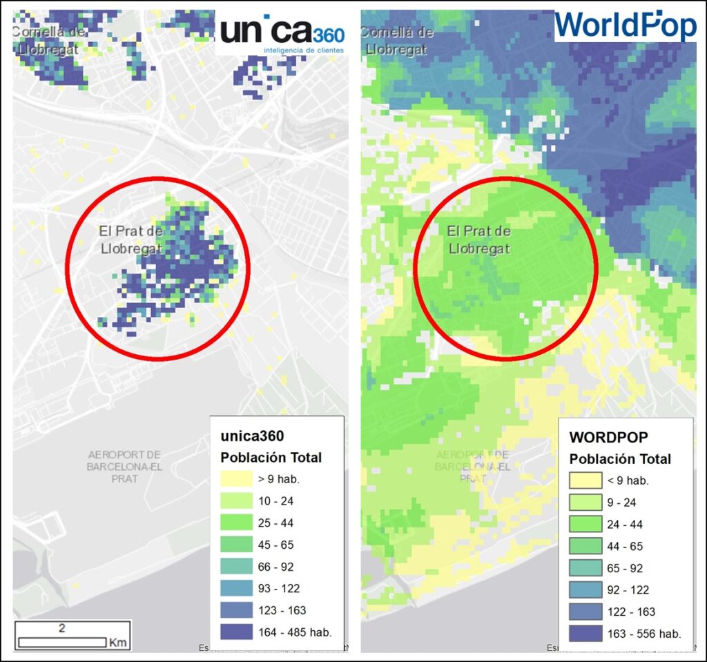 Mapa Wordpop vs unica360 El Prat